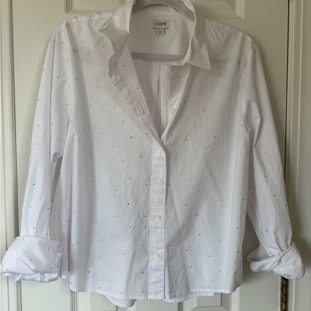 J. Crew Women's White Button-Up Shirt